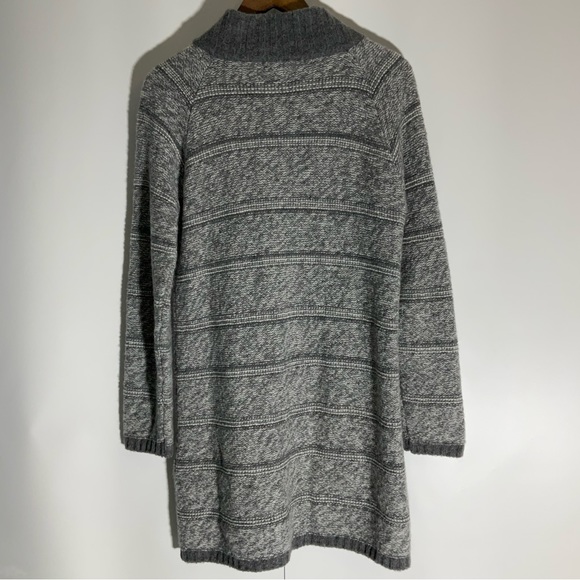 Maryline Italian Made Wool Blend Grey & White Tunic Length Button-Up Sweater LG - Picture 12 of 16